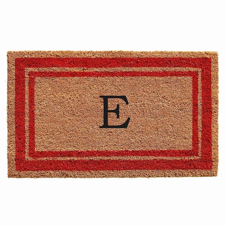 Monogram Door Mat, Natural, Red, 18 in W x 30 in L